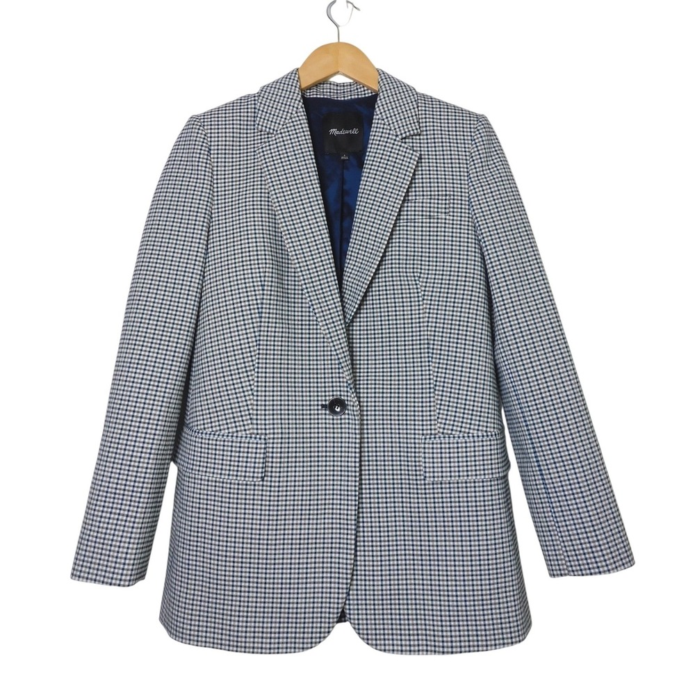 Madewell The‎ Kline Houndstooth Blazer Micro Check Size 0 Single Button